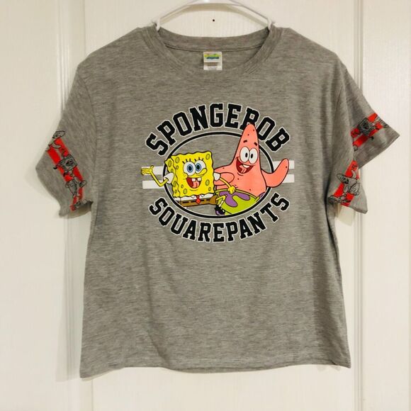 Nickelodeon Women's T-Shirt Spongebob Square Pants Graphic Crew Neck Gray Medium - Picture 3 of 7